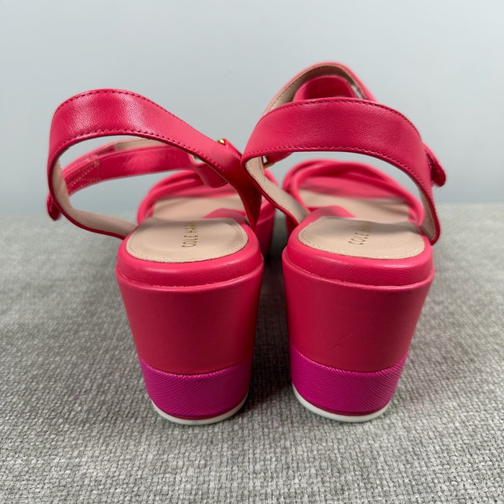 Cole Haan Neon Pink Puffy Strap Grand Ambition Addison Flatform Wedge Sandals 9 - Picture 11 of 12